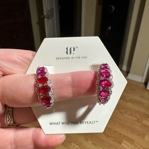 BP Silver and Red Gemstone Earrings